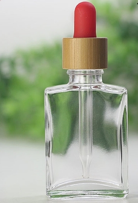 бамбуковая косметическая упаковывая бутылка капельницы плоской формы 30ml стеклянная