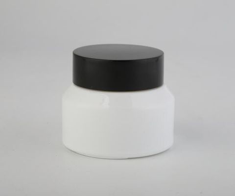 Белый стеклянный косметический опарник с деревянной крышкой/баки крышек косметические Креам ОЭМ бутылок