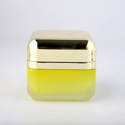 Желтый штейновый контейнер личной заботы опарника матированного стекла 50g пустой