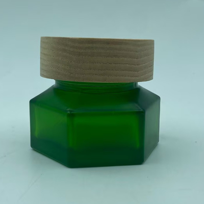 Cosmetic Jars Packaging 50g Emerald Cream Jar with wood finish Plastic Cap Cream jar