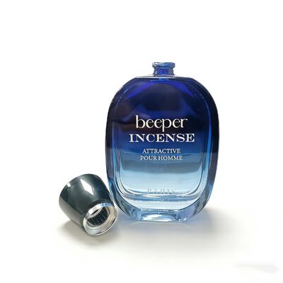 100ml Empty Beeper Incense Style Blue Glass Perfume Bottle Refillable Cologne Container for Men, Premium Decorative Frag