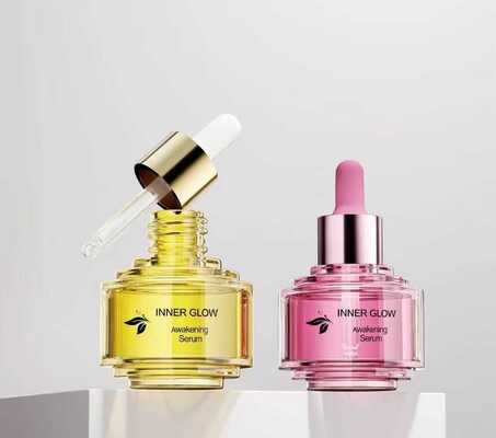 Роскошная двухцветная стеклянная бутылка-капельница емкостью 30 мл. Новый стильный дизайн для бутылки с эссенционным маслом для ухода за кожей.