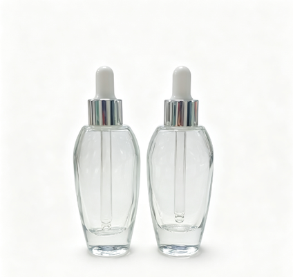 Gradient 30ml Glass Lotion Bottle with Emulsion Pump & Aluminum Spray Head for Skin Care Serum Cream Face Cream