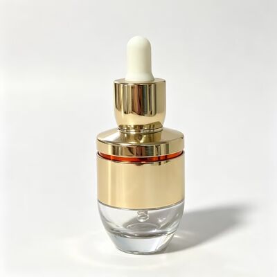 Stock Wholesale  30ml and 50ml Flat Glass Dropper Bottles for Essential Oil & Skin Care Serum Press Lotion Cosmetic Bottle