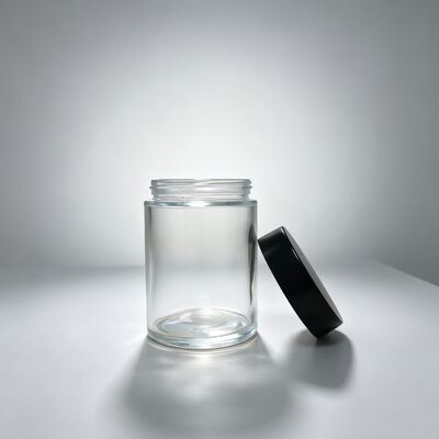 170ml Clear Glass Jar Wide Mouth Jar With Matte Black Lid Empty Cosmetic Storage Bottle Factory Direct in Stock